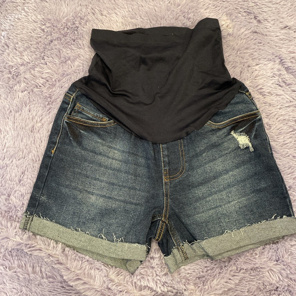 Savi Parker New York Maternity Cuffed Cutoff Shorts Size Small